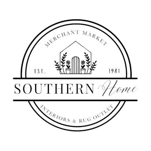 Southern Home Outlet logo with merchant market and interior rug details.