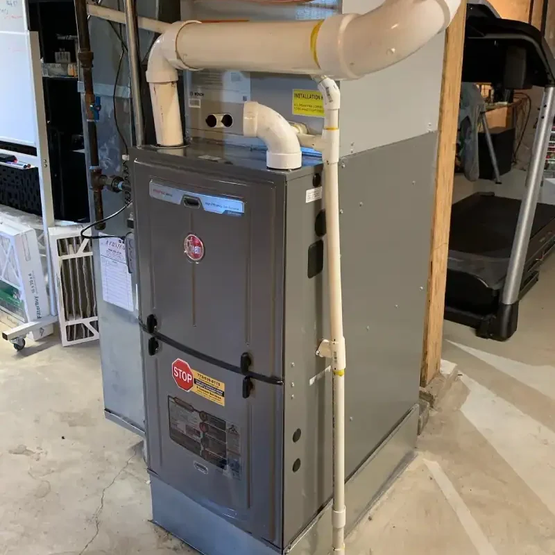 Rheem-High-Efficiency-Gas-Furnace-Basement-Installation