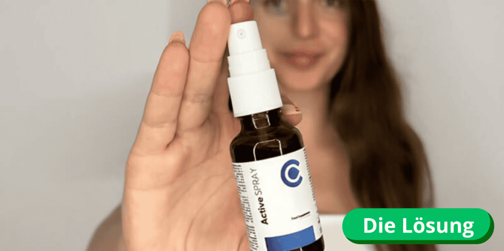 Illustration der Lösung: Natürliche Energie, Fettverbrennung und mentale Klarheit dank Calorie Active Spray Inhaltsstoffen.
