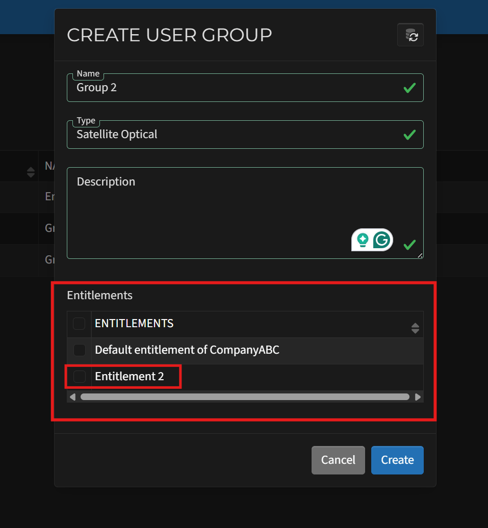 adding entitlements from group creation
