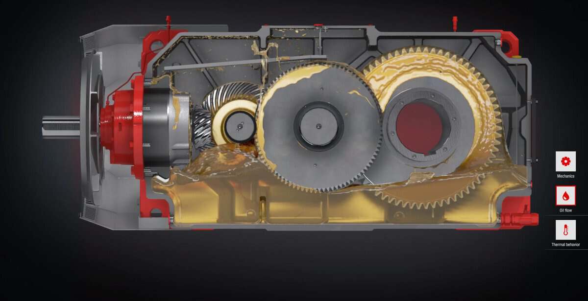 AI simulation showing gearbox oil level distribution