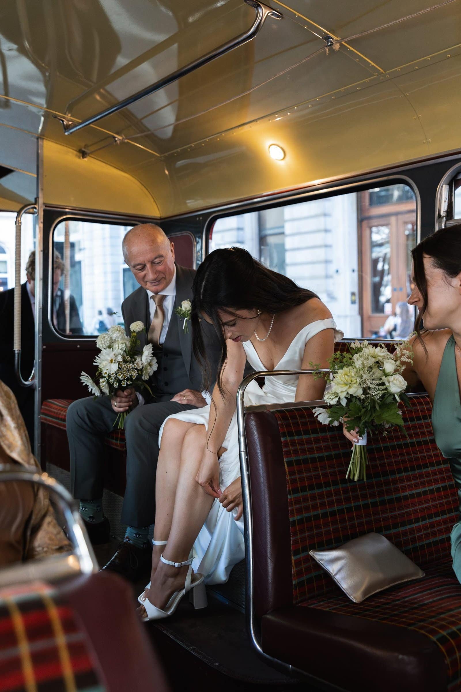 Vintage big red bus hire for London weddings UK - East London Wedding photographer Lauren Squire