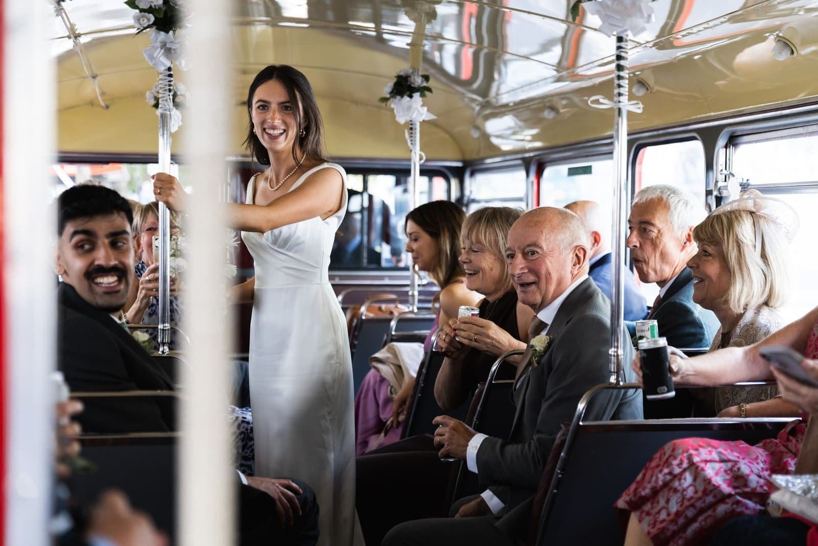 Vintage big red bus hire for London weddings UK - East London Wedding photographer Lauren Squire