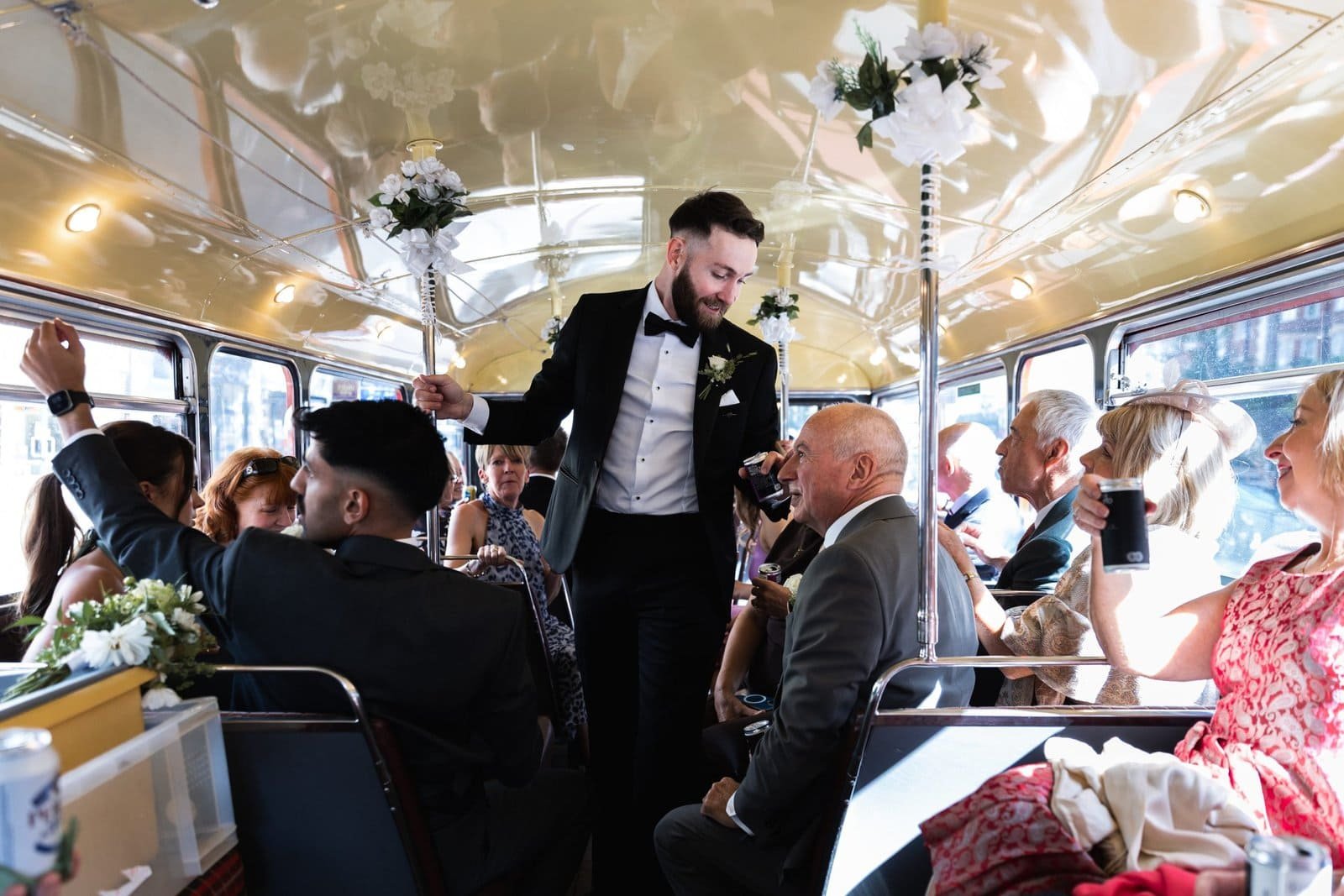 Vintage big red bus hire for London weddings UK - East London Wedding photographer Lauren Squire