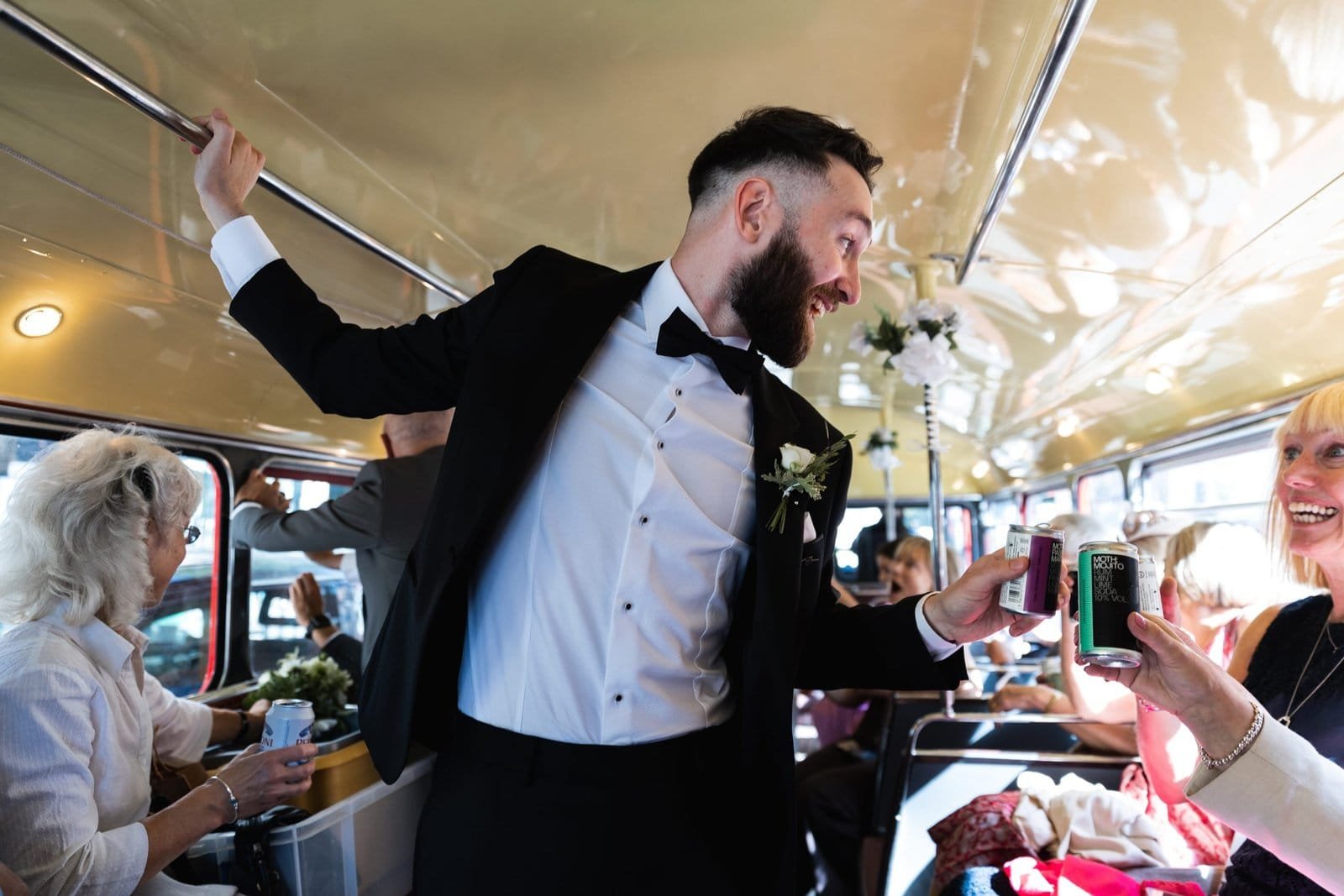 Vintage big red bus hire for London weddings UK - East London Wedding photographer Lauren Squire