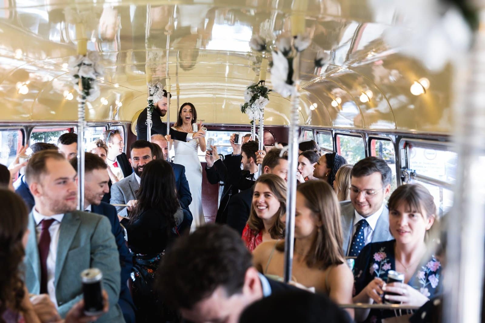 Vintage big red bus hire for London weddings UK - East London Wedding photographer Lauren Squire