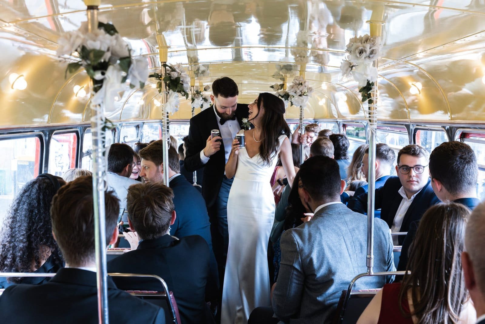 Vintage big red bus hire for London weddings UK - East London Wedding photographer Lauren Squire