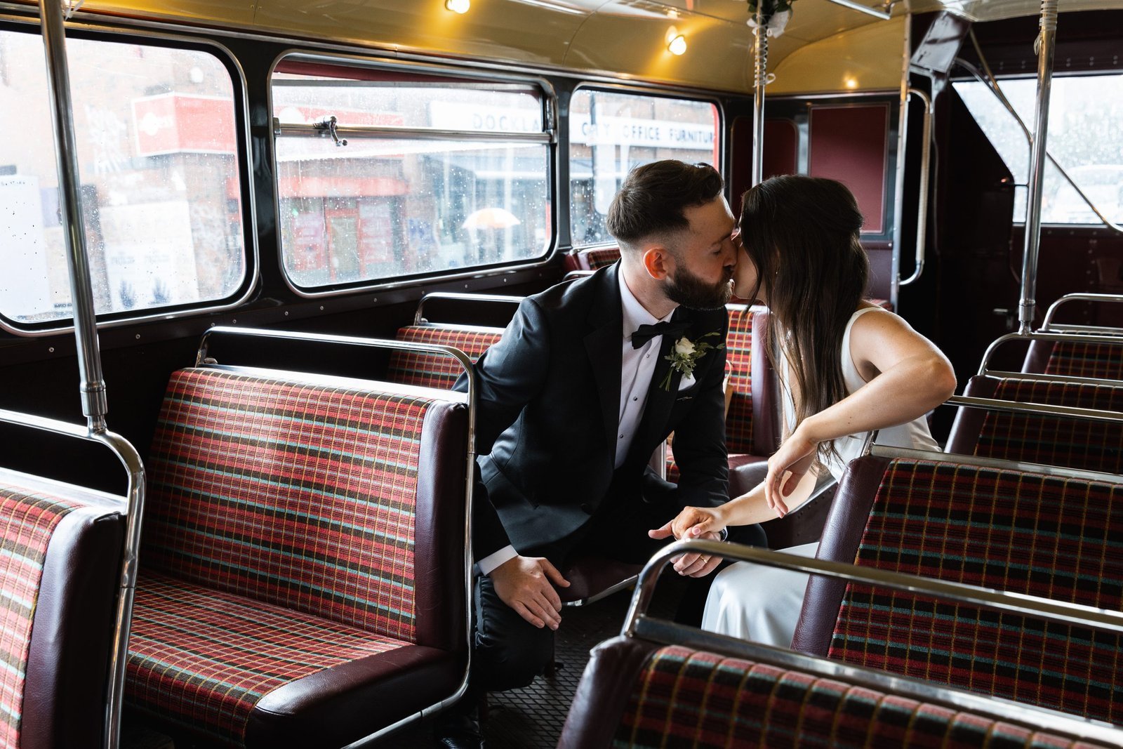 Vintage big red bus hire for London weddings UK - East London Wedding photographer Lauren Squire