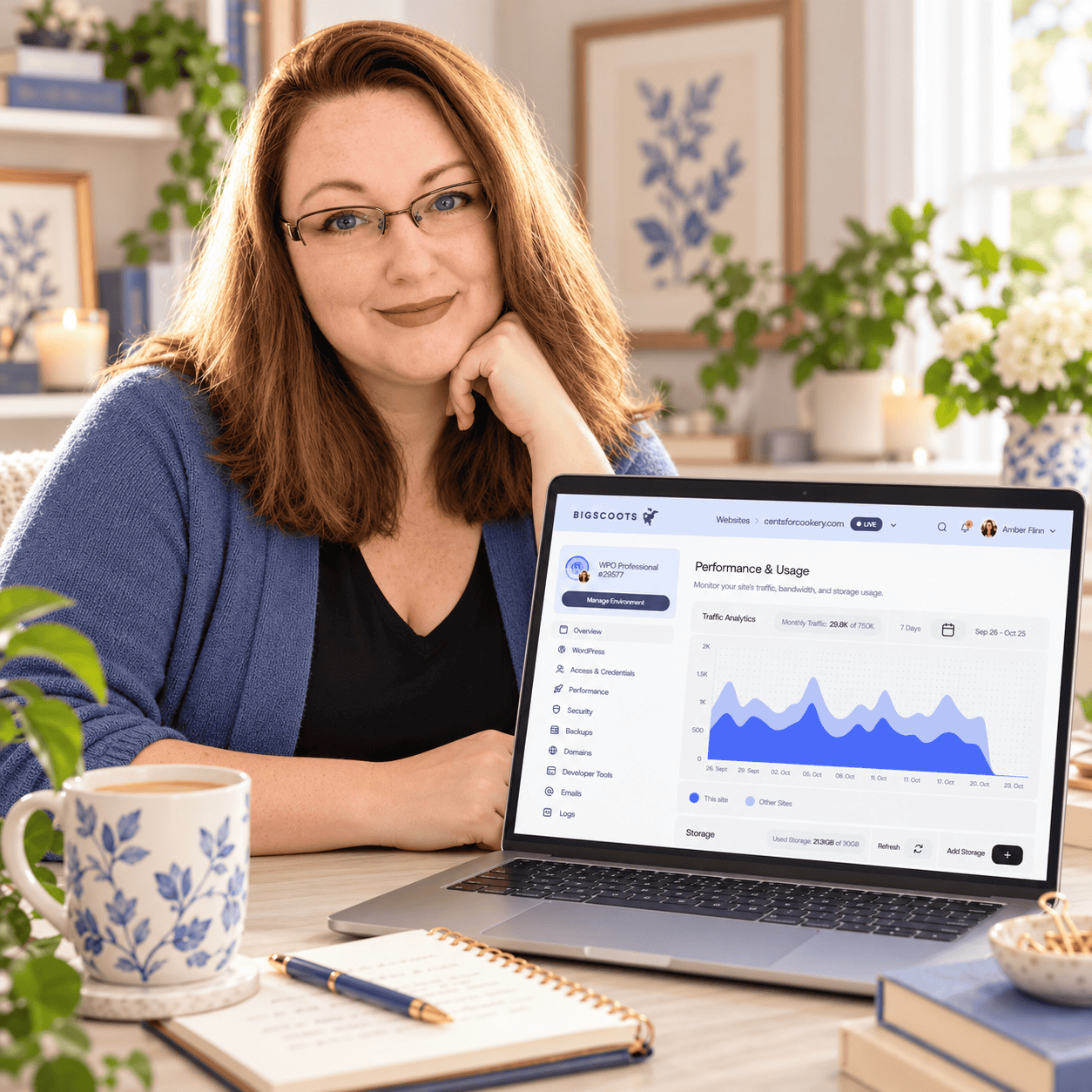 Warm Home Office with BigScoots Dashboard