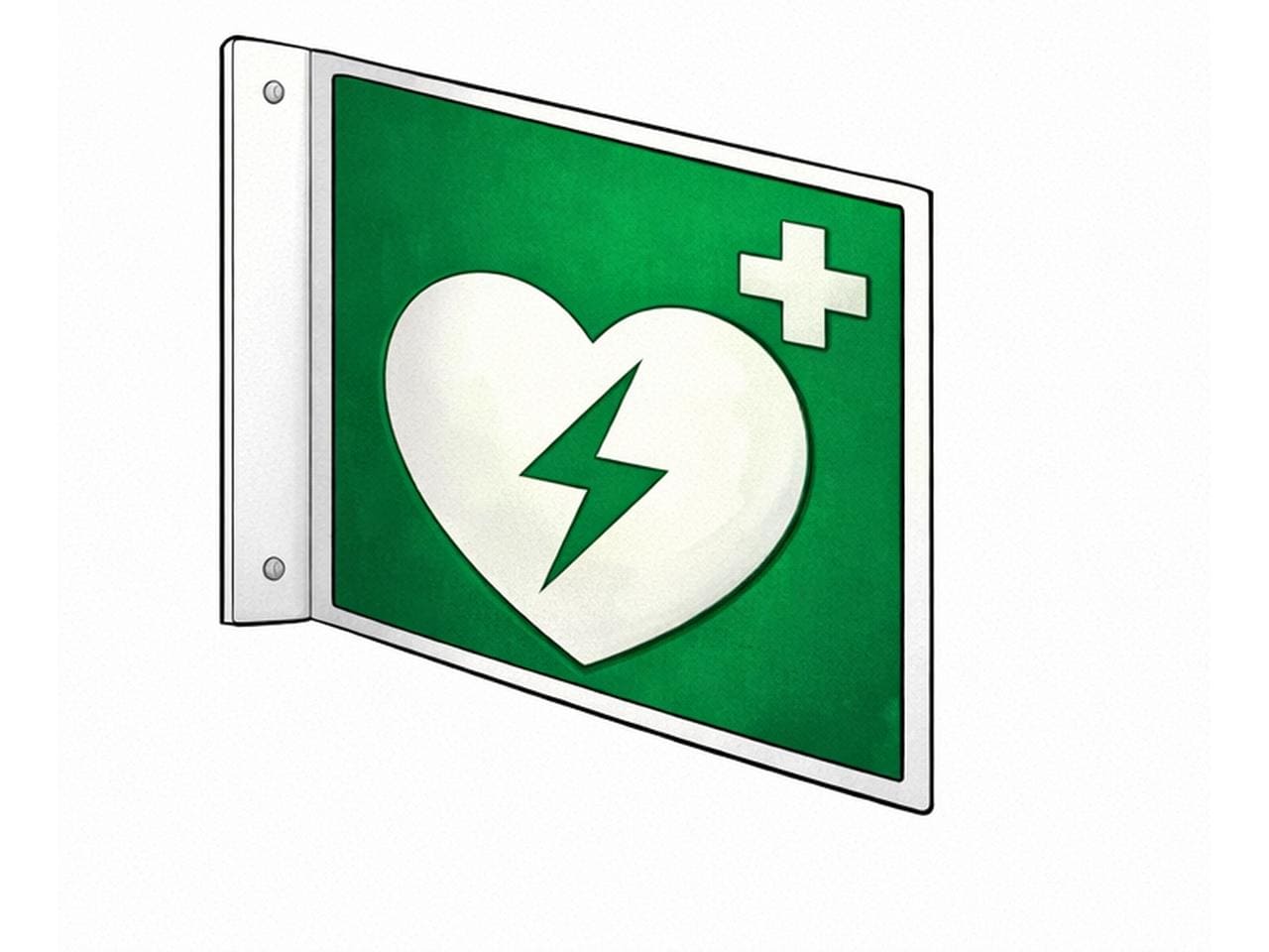 Panneau en drapeau AED