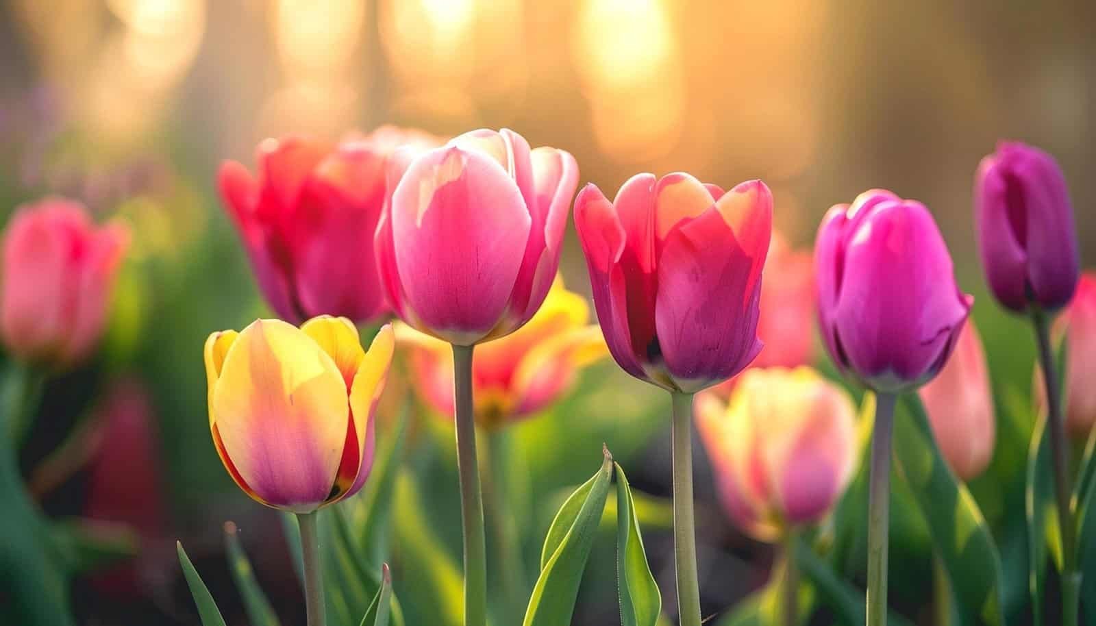 Tulips in a field