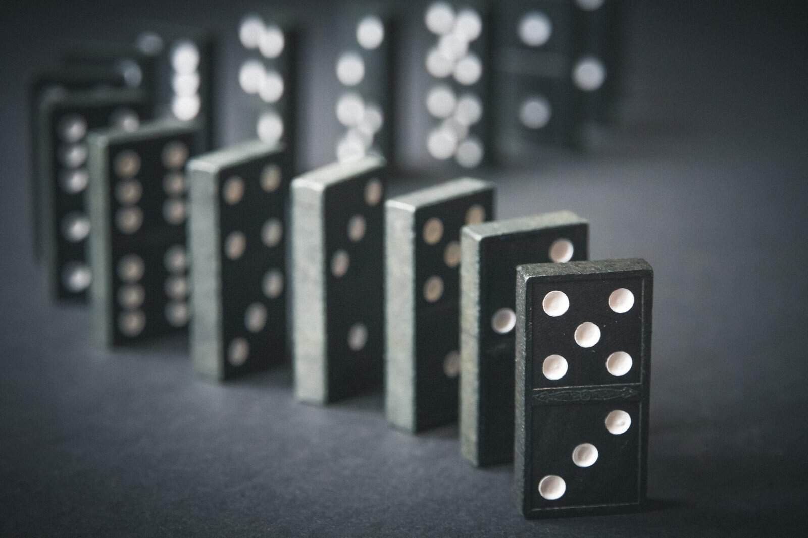 Dominos stacked in a line