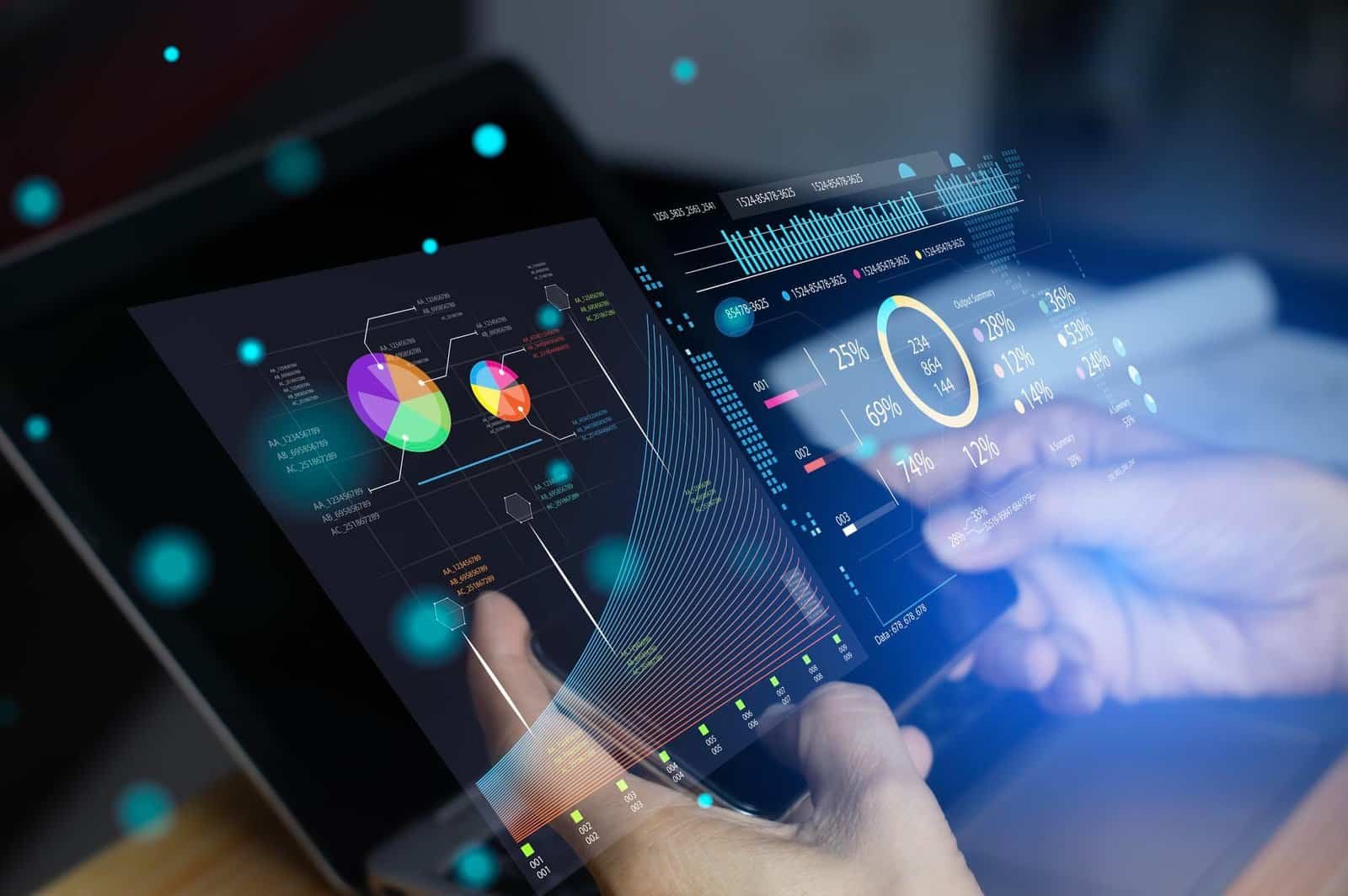 Computer screens, consoles, data visualization
