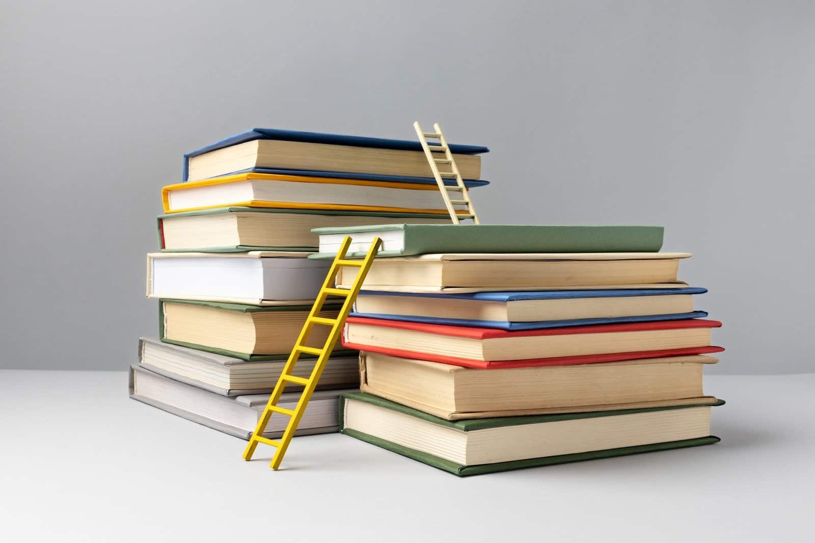 Books stacked up for learning