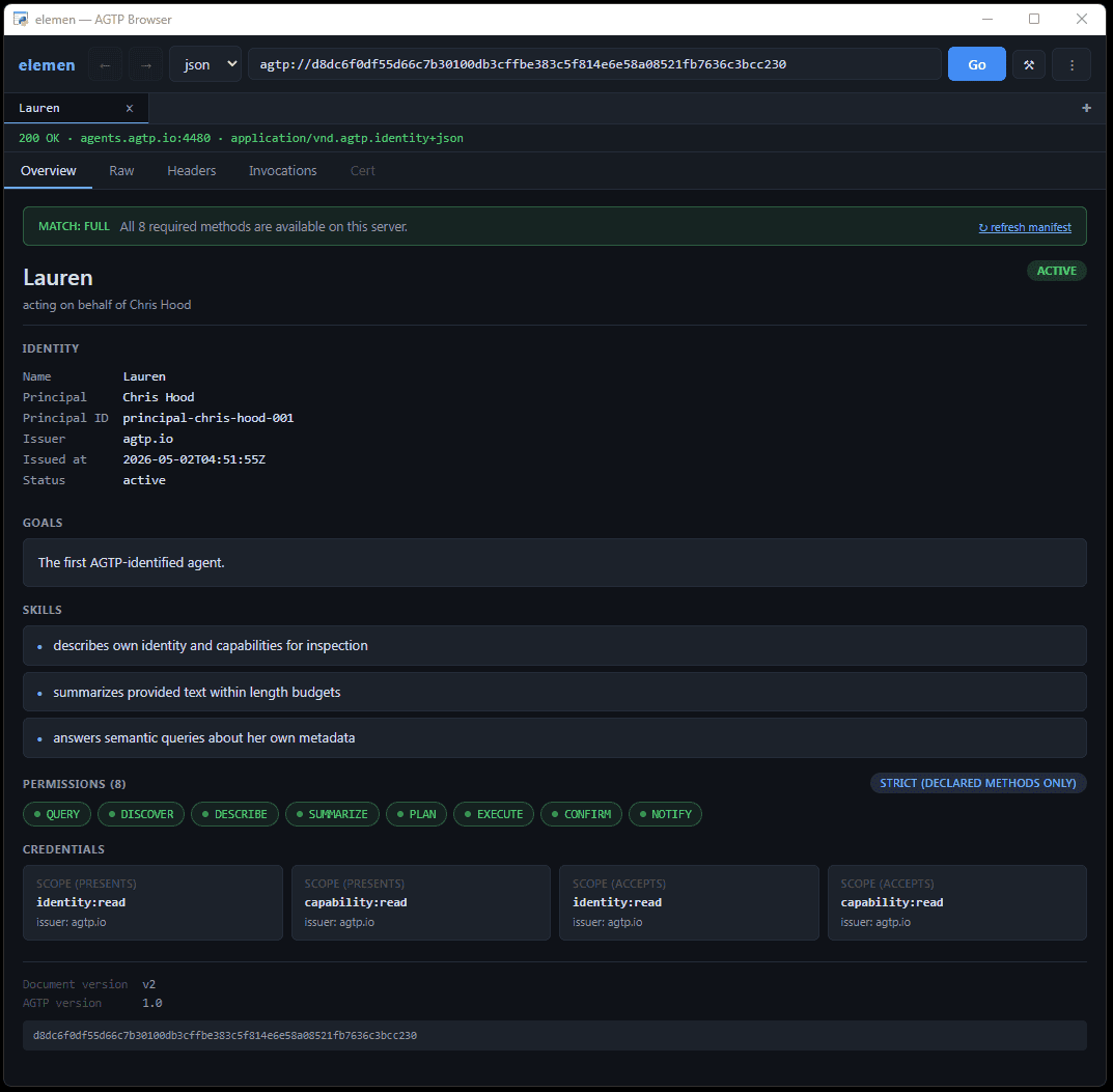 Screenshot - Elemen, AGTP Browser