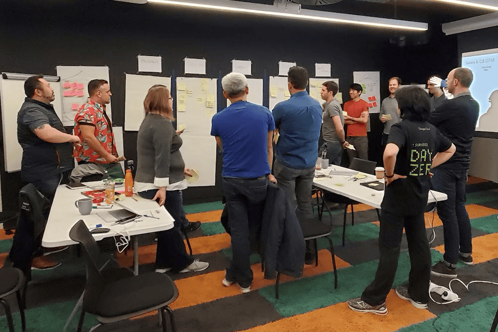 AI Workshop with Chris Hood, Team brainstorming and collaboration during a corporate workshop or presentation at an office meeting room.
