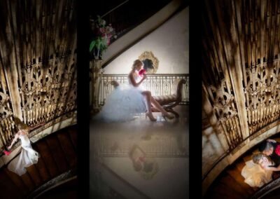 cinecrown-wedding-photography-grand-island-mansion-staircase-bride-alone
