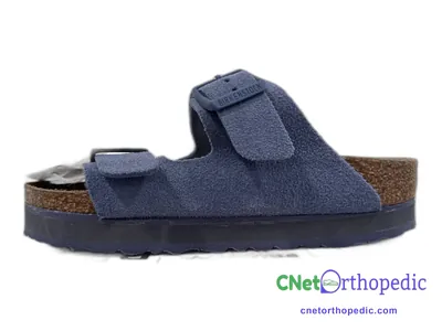 Shoe lift added to a women's blue Birkenstock sandal