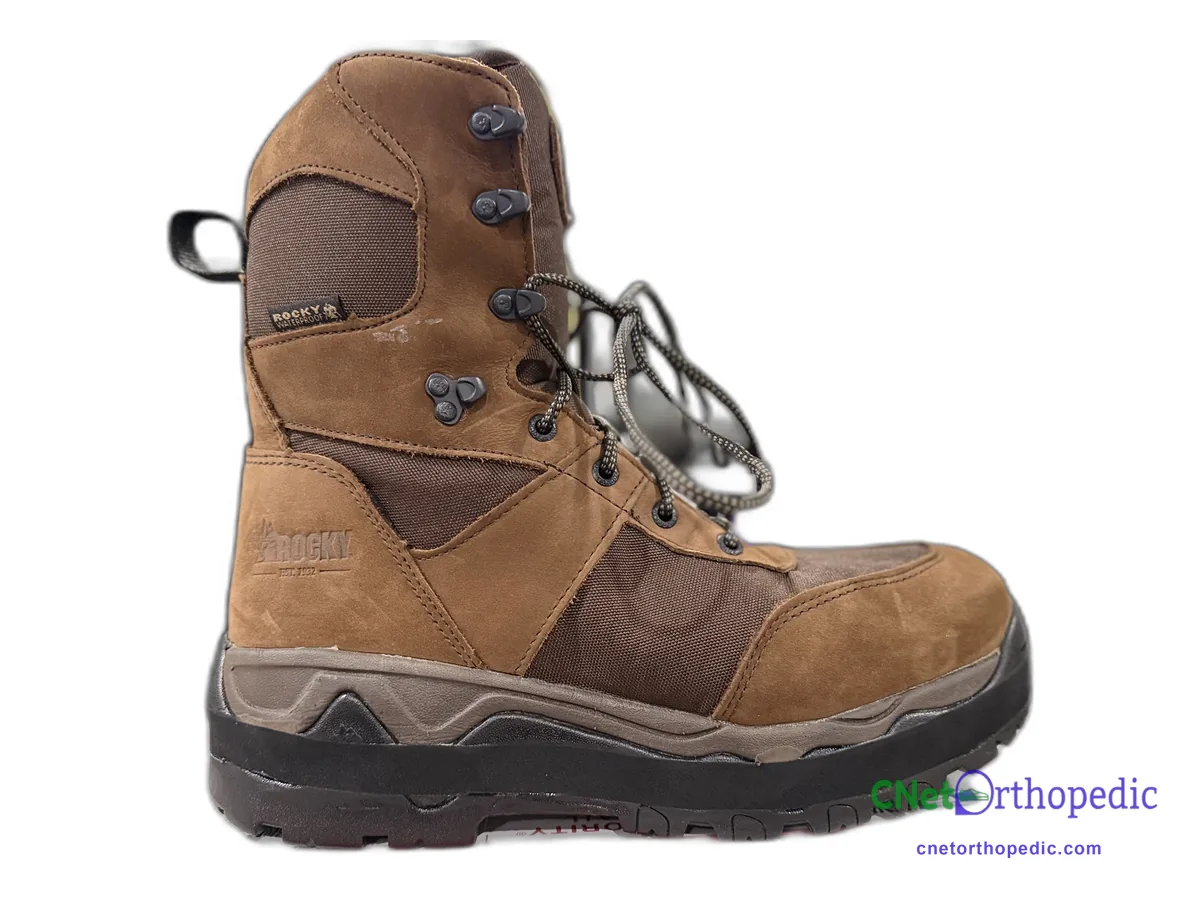 Brown leather work boot with a 3/4 inch lift bonded into the sole