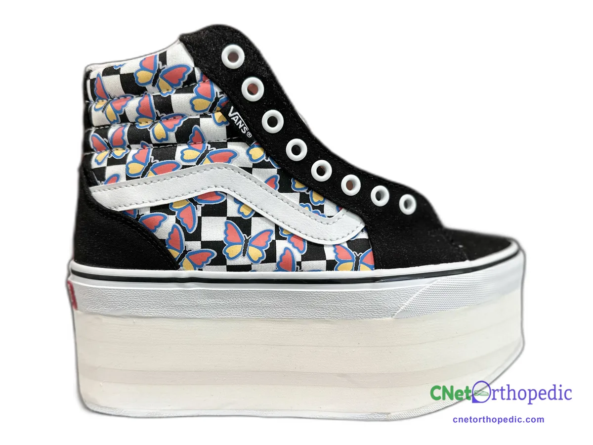 Vans high-top sneaker with a 3 inch white sole lift