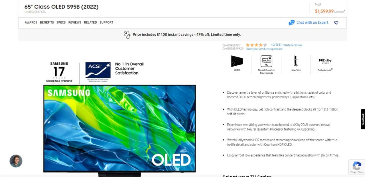 Samsung QN65S95B (Best Samsung TV)