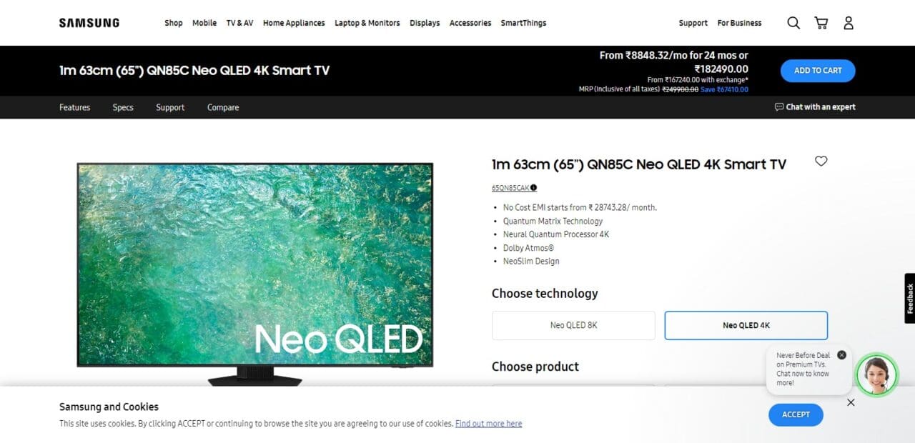 Samsung QN85C (Top Samsung TV)