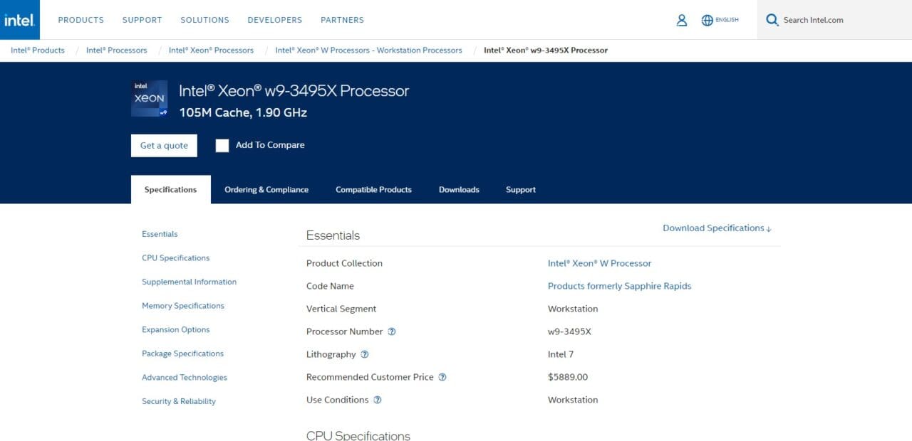 Intel Xeon w9-3495X Processor