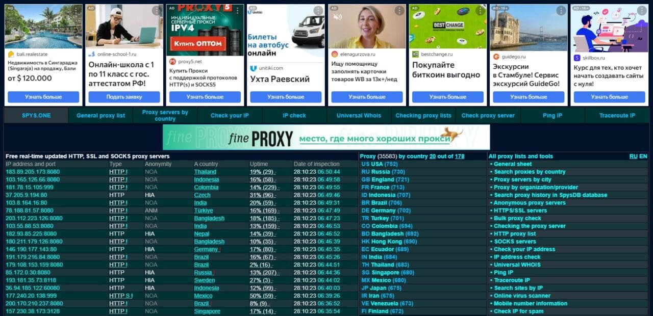 Spys.one (Top Free Proxy List)