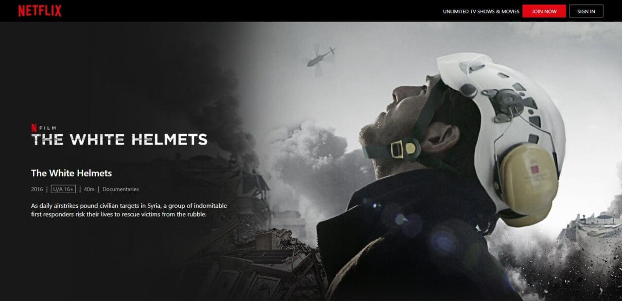 "The White Helmets" (2016) Top Documentaries On Netflix