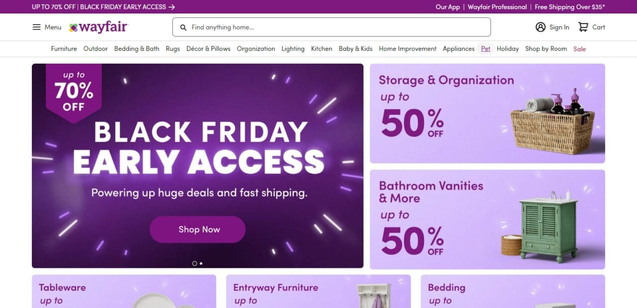 Wayfair (Best Place To Buy Furniture)