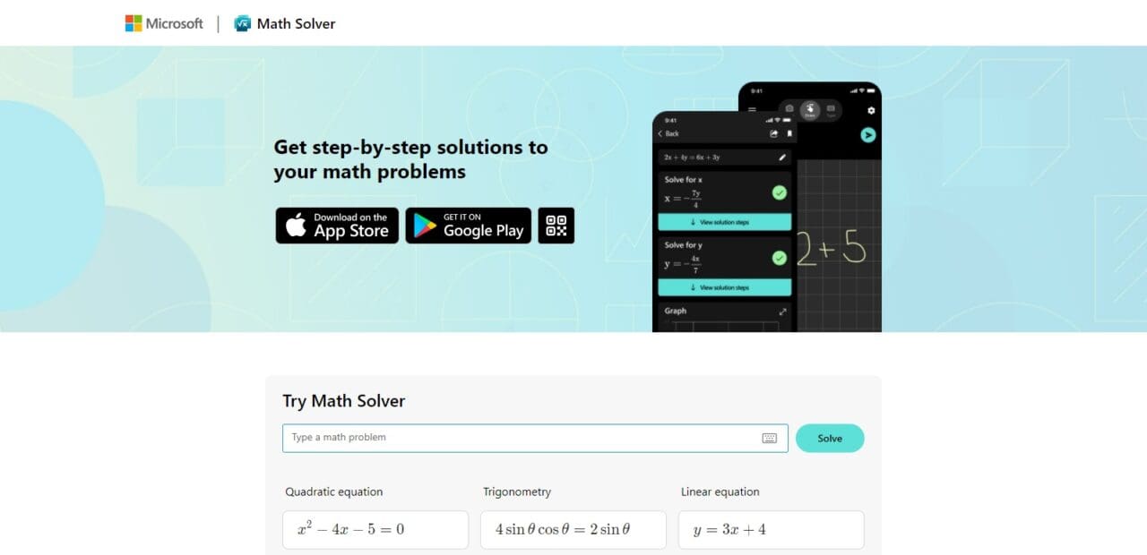 Microsoft Math Solver (Best Ai-based Mathematics Learning Platforms)