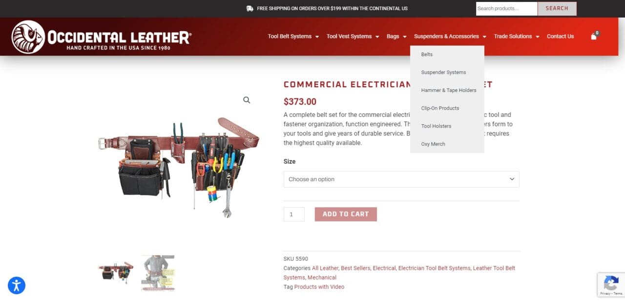 Occidental Leather 5590 Commercial Electrician's Set