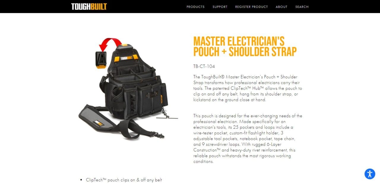 ToughBuilt Master Electrician Pouch and Shoulder Strap
