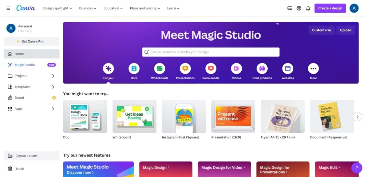 Canva (Best Software For Graphic Design)