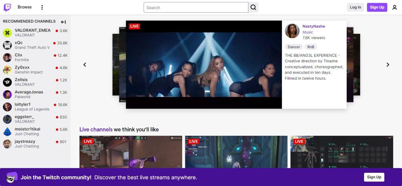 8. Twitch (Live Streaming)