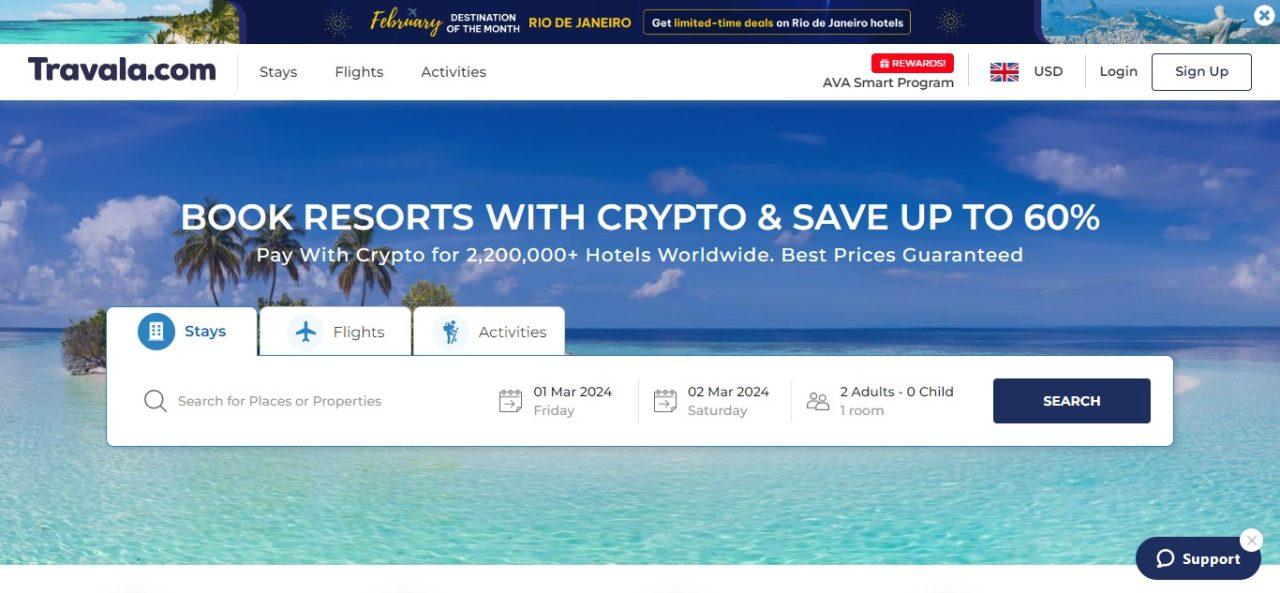 20. Travala (Travel Booking) (Best Crypto Accepted Business)