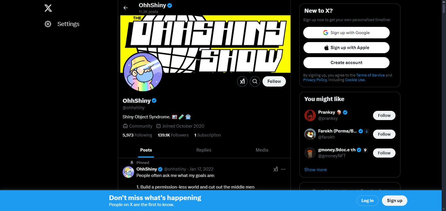 OhhShiny (@ohhshiny) Top NFT Influencers on Twitter