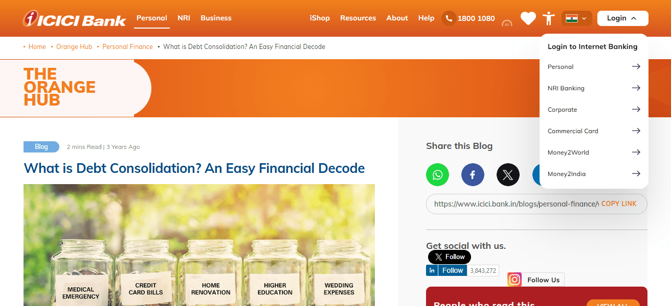 ICICI Bank Debt Consolidation Loan