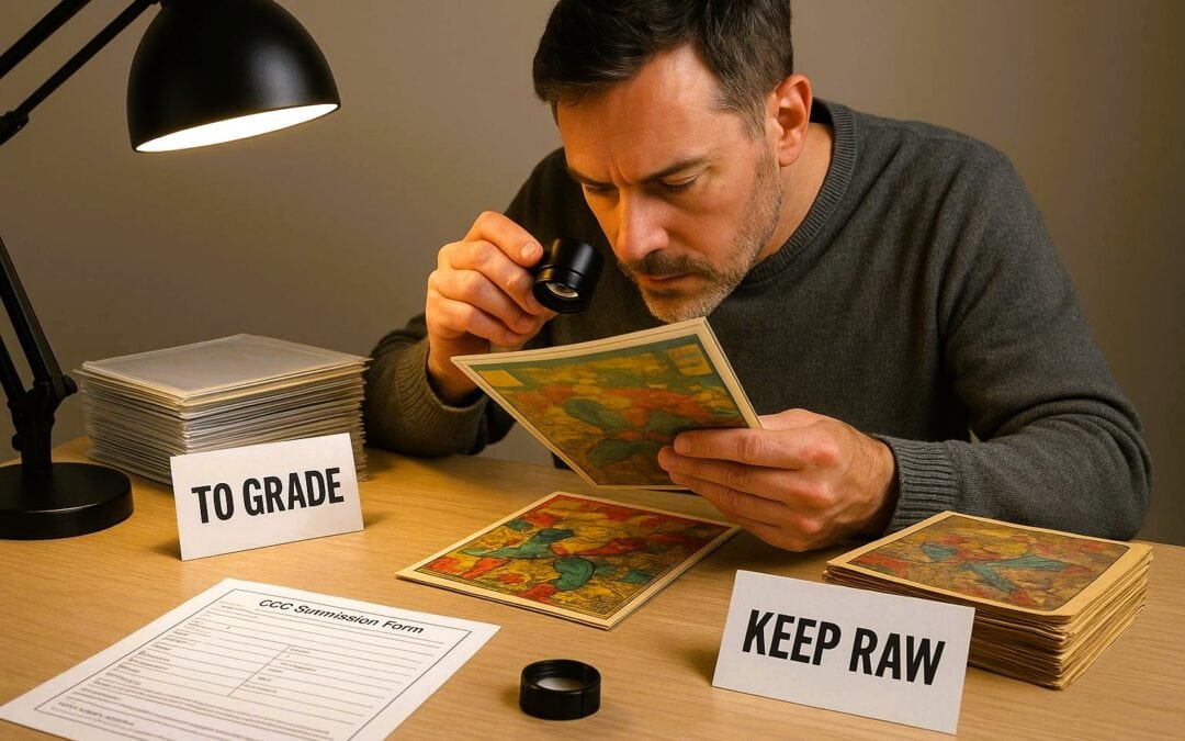Man grading comic books