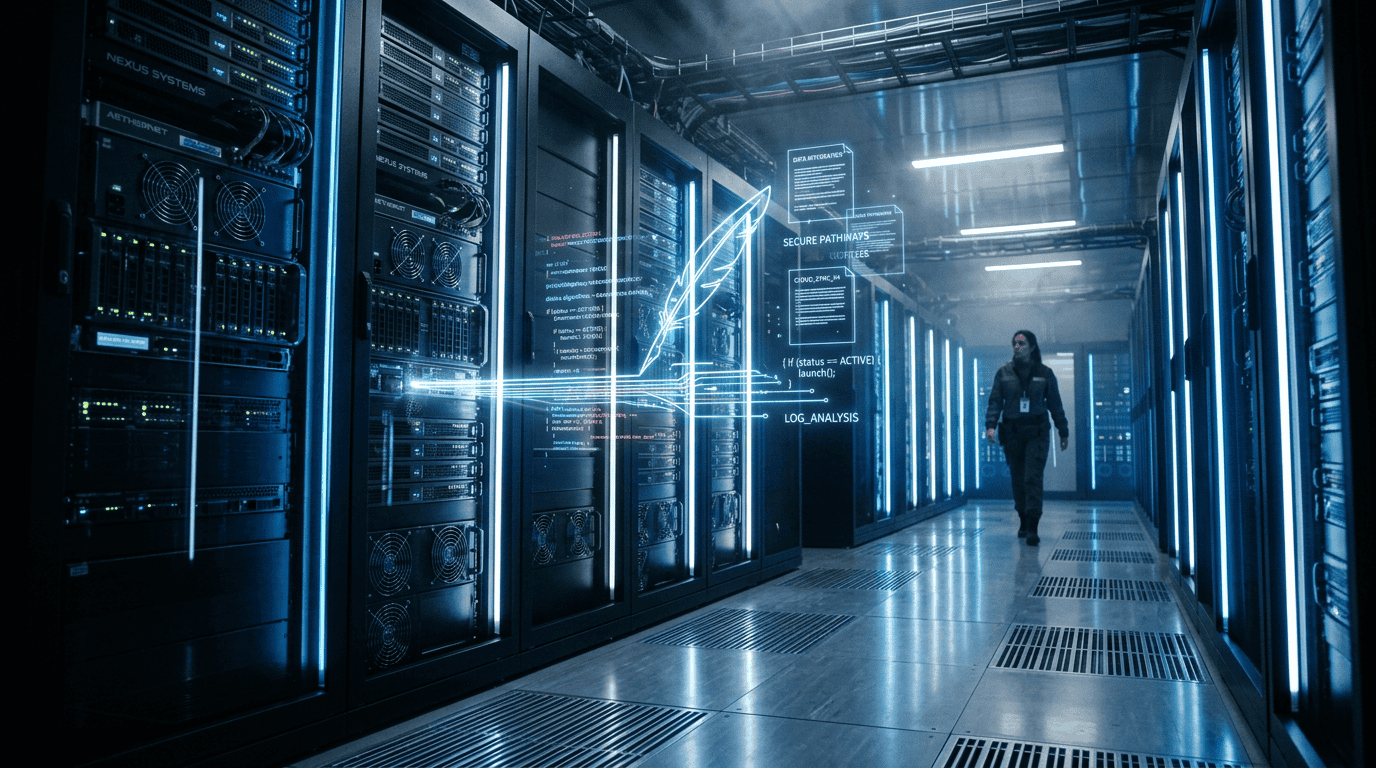State-of-the-art enterprise server room illustrating programmatic content generation