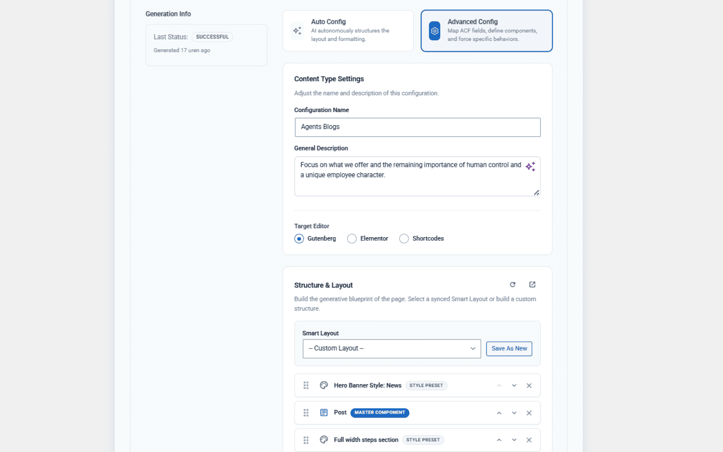 Content Agent Best Practice Configuration