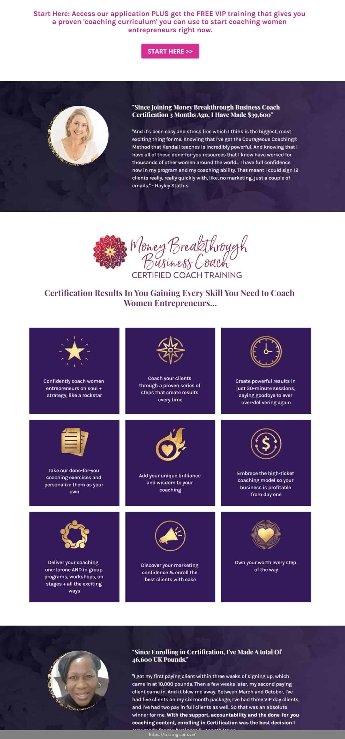 money breakthrough business coach certification by kendall summerhawk