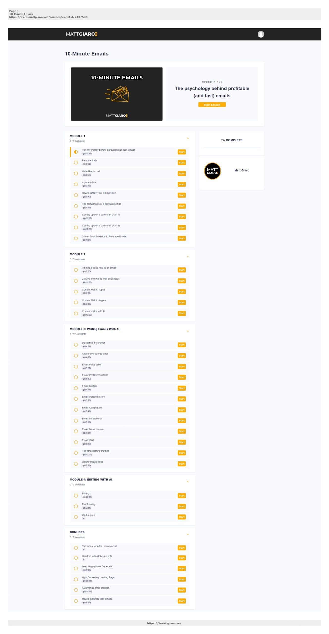10 minute emails by matt giaro