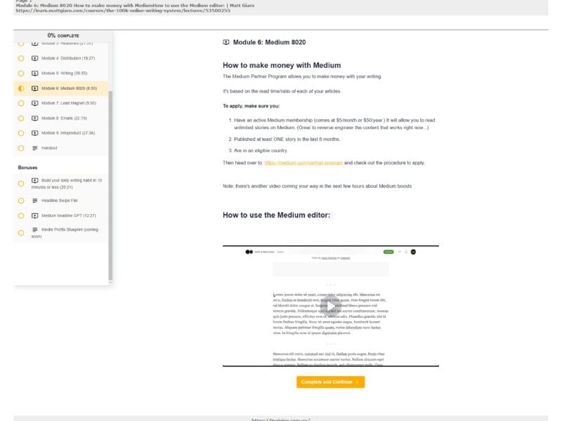 the 100k online writing system by matt giaro