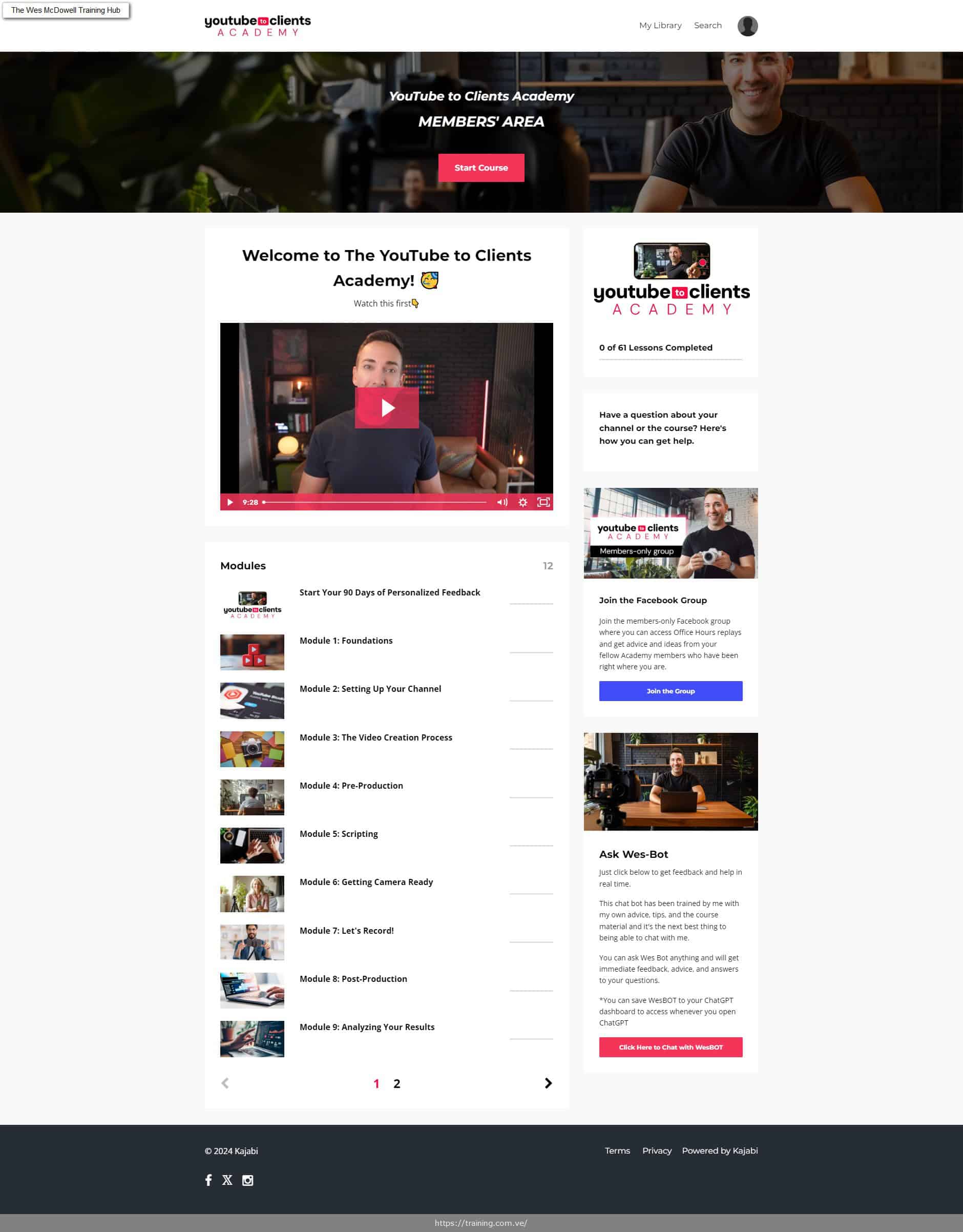 youtube to clients academy by wes mcdowell