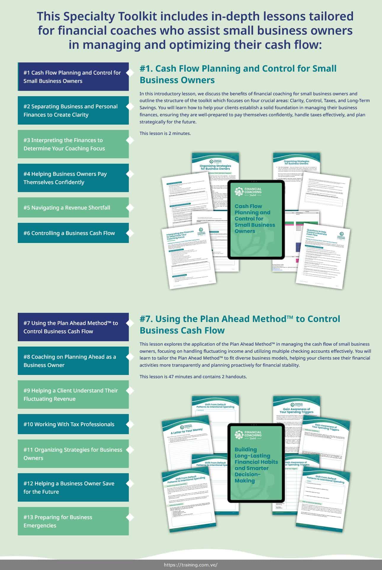 cash flow planning and control for small business owners financial coaching toolkit