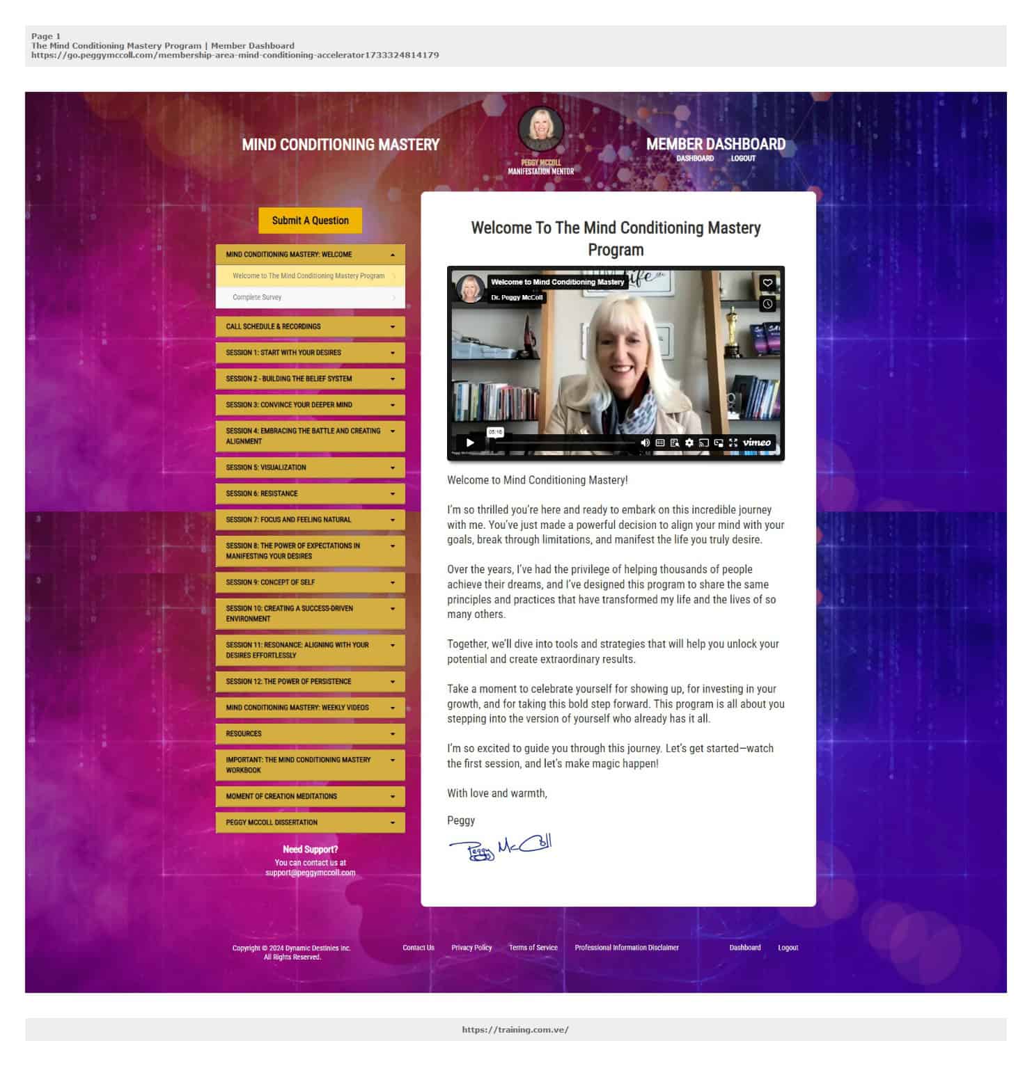 the mind conditioning mastery program 2025 by peggy mccoll