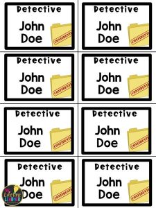 detective classroom transformation name tags