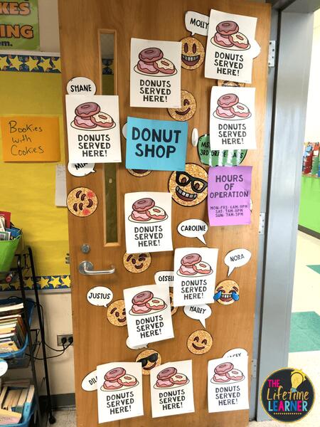 donut classroom transformation door decor