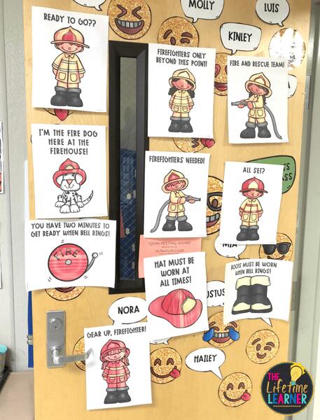 firefighter classroom transformation door decor